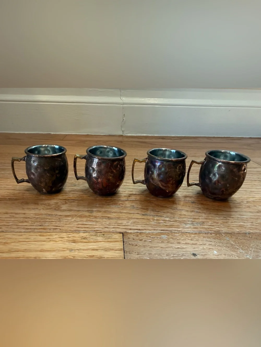 Set of 4 Copper Moscow Mule Mugs with Hammered Finish shot glasses